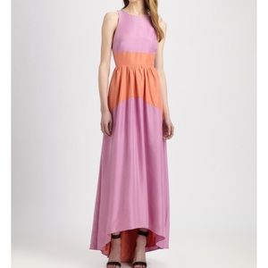 Tibi Silk Color Block Long Dress